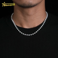Nouveau Design 5mm Hip Hop Style Collier 925 Bijoux En Argent Glacé VVS Moissanite Diamant Boule Perlée Cubain Lien Chaîne Hommes Femmes