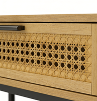 Table console de luxe en MDF et rotin, 2 tiroirs, gain de place, design moderne, pour bureau à domicile, salon ou coiffeuse – Vente directe usine
