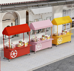 Carritos Móviles de Venta Ambulante, Carrito Comercial Utilitario con Puestos de Exhibición para Mercado Nocturno, Estantes para Puestos de Flores, Carritos Móviles de Promoción - Product Image 1