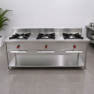 Estufa de gas comercial de 3 quemadores más vendida, de alta resistencia, para cocinar con GLP, ideal para restaurantes, hoteles, catering y cocinas al aire libre. - Product Image 1