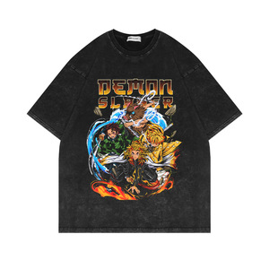 Vente en gros coton épais DTG impression numérique goutte épaule surdimensionné t-shirt Anime Vintage t-shirt une pièce Luffy Anime t-shirt - Product Image 4