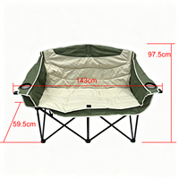 Sillón Doble Plegable Acolchado para Acampar, con Portavasos, Portátil, para Exteriores, Playa, Picnic, Sofá Plegable