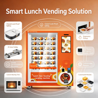 Distributeur automatique de repas chauds prêts à manger avec écran tactile de 21,5 pouces, chauffage par micro-ondes, capacité personnalisable