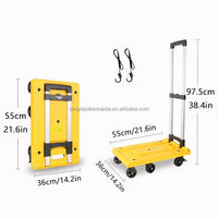 Chariot à main pliable léger, chariot à bagages pliable avec 6 roues pivotantes, chariot utilitaire avec poignée réglable
