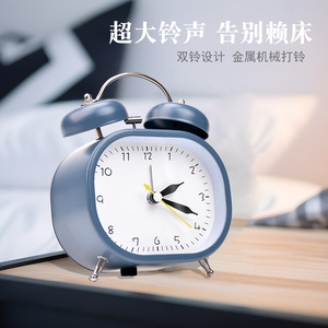 นาฬิกาปลุกทรงวงรีสีแดงแบบเงียบไม่มีเสียงติ๊ก นาฬิกาตั้งโต๊ะแบบกลไกสำหรับห้องนอน นักเรียนใช้สำหรับกลับไปโรงเรียน - Product Image 5