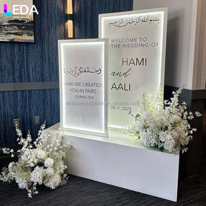 LEDA Custom Sizes Wedding Party Stainless Steel <strong>Frame</strong> <strong>Backdrop</strong> Stand with LED Acrylic Welcome Sign - Product Image 6