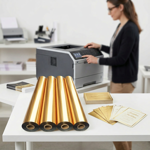 NOMANT PET Toner Reactive Laser <strong>Holographic</strong> Heat Transfer <strong>Foil</strong> Roll for Paper Business/Wedding/Birthday Cards-Gold Silver Series - Product Image 5