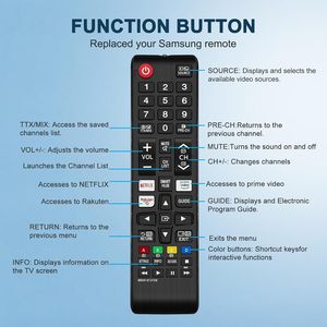 Télécommande universelle pour téléviseur <span class=keywords><strong>Samsung</strong></span> avec boutons Netflix, Prime Video et Rakute <span class=keywords><strong>TV</strong></span> - Code fixe, portée de 10 m, Smart <span class=keywords><strong>TV</strong></span> LED LCD - Product Image 5