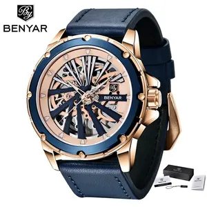 Benyar 5173 Leather Strap Muti-function Mechanical Automatic Movement Men Watch Wristwatch Sport China Supplier