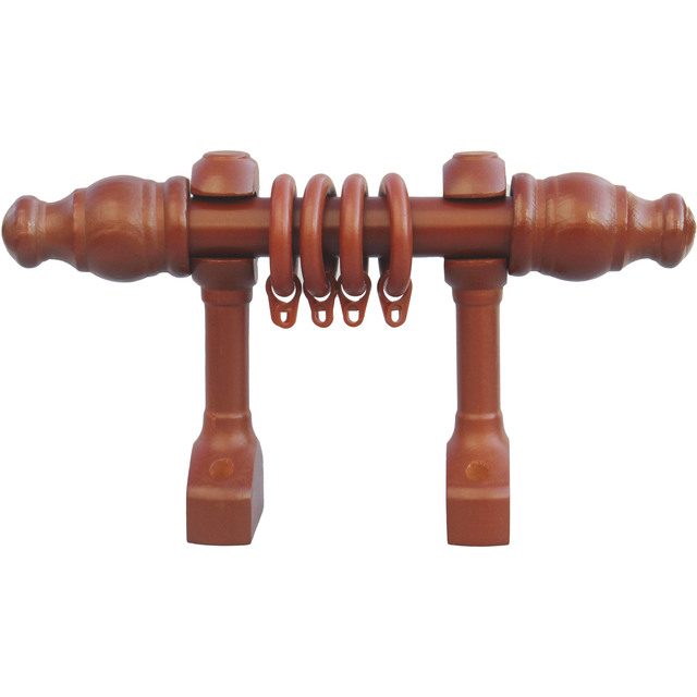Factory HOT Sale Malaysia Style Wood Curtain Pole Finials Brackets Set Brown 28MM Curtain Rod Set