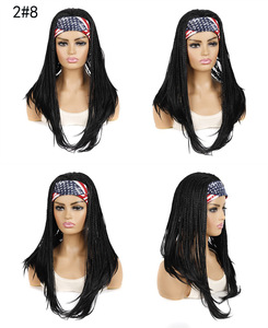 Synthétique Bandeau Perruque Boîte Tresses Crochet <span class=keywords><strong>Cheveux</strong></span> Platine Blonde Perruques Avec Écharpe <span class=keywords><strong>pour</strong></span> Femmes Africain Tressage Bandeau Perruque - Product Image 2