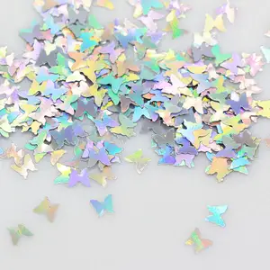 4mm Silver Holographic Laser Nail Sequins Micro Butterfly Shape MIX Acrylic Laser Glitter For Nail Art Decorations