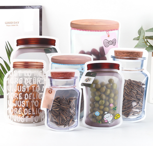 Reusable Mason Jar Zipper Bag Food Storage Pouch Stand Up Shaped Food Bag,Food Packing Pouch