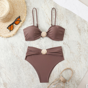 2026 Ladies Two Piece <b>High</b> <b>Waist</b> Bikini and Swimsuits Custom logo Swimwear for Women Sexy Mixed Solid - Product Image 4