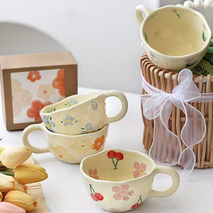 Nordic Creative Luxury Handmade Coffee <b>Mugs</b> Exquisite Bulk Ceramic Flowers <b>Mug</b> With Handle Home Accessories - Product Image 5