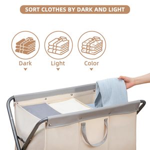 Trieur à linge à usage intensif 160L 3 sections Panier à linge roulant amovible Sac facile à ranger X Cadre Organisateur <span class=keywords><strong>Meubles</strong></span> <span class=keywords><strong>de</strong></span> <span class=keywords><strong>salle</strong></span> <span class=keywords><strong>de</strong></span> <span class=keywords><strong>bain</strong></span> - Product Image 5