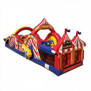 Parcours d'obstacles gonflable coloré de cirque et de carnaval 35'L X 11'W X 14'H à louer pour le plaisir WINWAYTOYS - Product Image 1