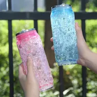 Boîtes créatives tasses à eau avec paille sans BPA double couche en plastique été Cola bouteille de glace pilée Sports de plein air tasse à boire