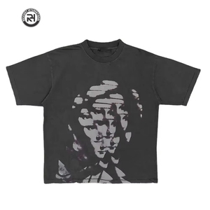 Venta al por mayor de camisetas de algodón de gran tamaño de punto personalizado con logotipo de impresión y bordado ropa de calle unisex de alta calidad del fabricante - Product Image 1