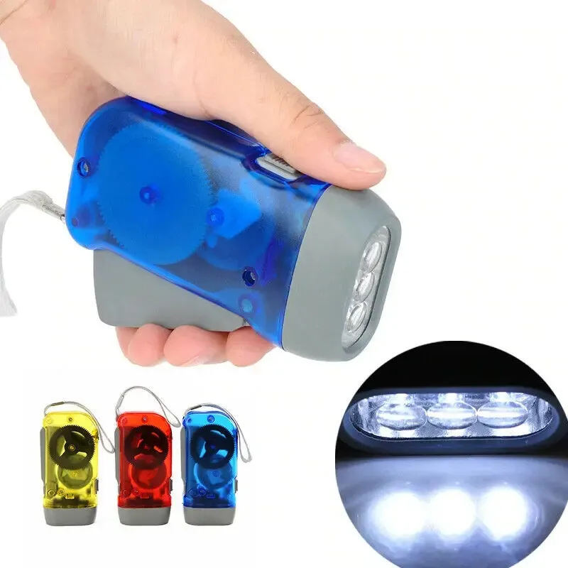 3 LED mano presionando dínamo manivela potencia cuerda hasta linterna sin batería antorcha Camping lámpara luz emergencia supervivencia Accesorios