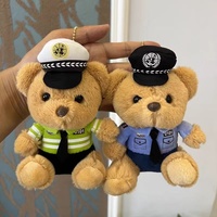 Porte-clés en peluche personnalisé brodé pour agent de police, en matière ultra douce, jouet anti-stress, design uniforme de police