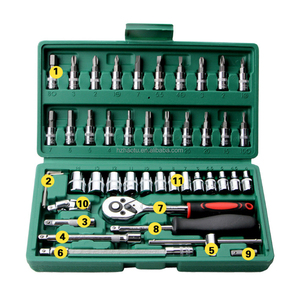 Set di chiavi a <span class=keywords><strong>bussola</strong></span> 46pcs per strumenti di riparazione auto domestiche con scatola di plastica - Product Image 1