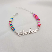 Collier ajustable en acier inoxydable avec perles en argile polymère, bijoux personnalisés à maillons pour fêtes, livraison directe