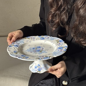 Lelyi nhà máy bán hàng trực tiếp pháp màu xanh hoa Shadow Rose Relief gốm bộ đồ ăn Set bao gồm các món ăn & tấm - Product Image 6