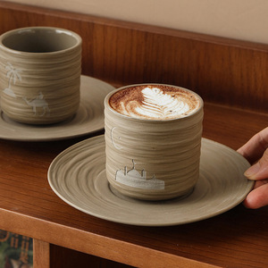 Creative Camel and Coconut Palm Tree Ceramic Espresso Cup Porcelain Tea Cup Arabic Latte Coffee Mug Without Handle - Product Image 6