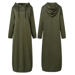 2024 New Winter Warm Hooded Abayas Women Custom Long Sleeve Abaya Turkish Dubai Islamic Clothing