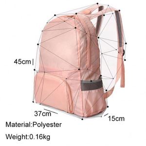Sac à dos pliable 2 en 1 pour femme, décontracté, pour les voyages en plein air, ultraléger, imperméable, en polyester rose, double usage, sac fourre-tout pliable - Product Image 2