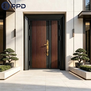 Puerta Principal Estilo <span class=keywords><strong>Carmen</strong></span> Personalizada con Manija Dorada de Lujo, Acabado en Cobre Antiguo, Puerta de Entrada para Villa - Product Image 1