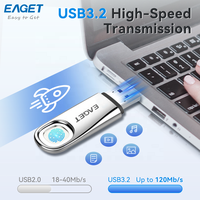 EAGET Custom Metal OTG 64GB 128GB 256GB Memori USB 3.0 Pendrive Flashdisk Sidik Jari USB Flash Drive