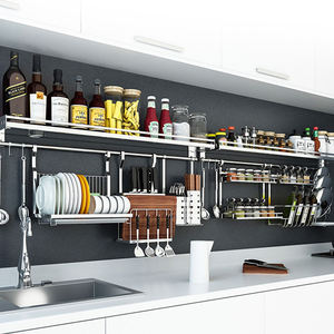 חדש קיר הר תיבול קרש חיתוך כלי שולחן אינטגרציה ארגון מתלה אחסון רב תכליתי סט מטבח מתרחב - Product Image 1