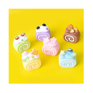 Dessert Cream Filled Egg Roll Strawberries Blueberry Cake Resin Charms For Slime Filler Dollhouse Crafts Phone Case Decoration