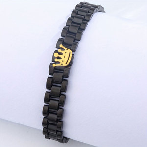 Non Tarnish 316L Stainless Steel <b>Men's</b> Fashion Bracelets & <b>Bangles</b> 14k 18k Pvd Gold Plated Crown Jewelry Bracelet for <b>Men</b> - Product Image 4