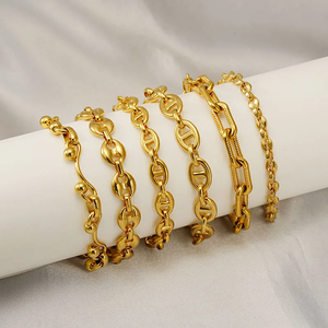 Simple Style Geometric <b>Solid</b> Color 304 Stainless Steel 18K <b>Gold</b> Plated Bracelets in Bulk - Product Image 1