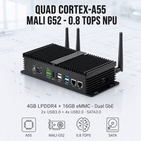 Mini PC industriel RK3568 Quad Cortex A55 Mali G52 0.8 TOPS NPU 8 Go LPDDR4 16 Go EMMC Double GbE 2x USB3.0 4x USB2.0 SATA3.0