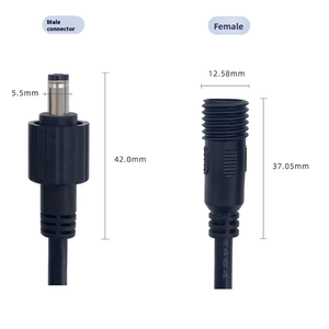 مقبس DC5521 ذكر-أنثى مع قفل مقاوم للماء محول طاقة تيار مستمر 18AWG سلك يستخدم لشريط أضواء CCTV السيارات - Product Image 6