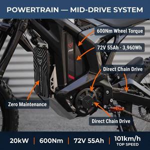 Motocicleta Eléctrica Todoterreno Clouded Leopard XE Pro, 72V 600Nm, Horquilla KKE de 37mm, TFT NFC, 4 Modos, <span class=keywords><strong>Enduro</strong></span>, para Adultos, Venta al Por Mayor 2026 - Product Image 3