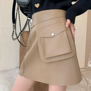 Hot Sale Custom Make Girls Leather Skirts Genuine Sheepskin Leather Skirt for Women