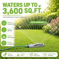 Aspersor de Jardín Oscilante SUNSHINE de 15 Boquillas, ABS, Control de Rango Ajustable, Herramienta de Limpieza Integrada, Aspersor para Césped y Jardín