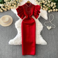 Robe longue en mousseline pour femme, nouvelle collection été 2026, élégante, légère, luxueuse, respirante, à manches volantées, coupe droite, vente en gros, ODM