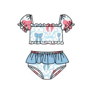 <span class=keywords><strong>Maillot</strong></span> de <span class=keywords><strong>bain</strong></span> personnalisé pour enfants, motif camouflage étoilé, avec nœuds, pour le 4 juillet, à volants, pour petites filles, ensemble assorti pour sœurs - Product Image 4