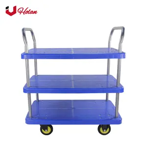 Uholan TL-300 fabrika doğrudan satış sessiz plastik yardımcı malzeme arabası korkuluk olmadan plastik düz örgü çerçeve handcart