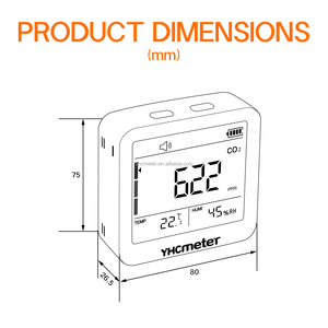 Yhcmeter <span class=keywords><strong>Co2</strong></span> Monitor Detector de dióxido de carbono Monitor de calidad del aire portátil <span class=keywords><strong>Co2</strong></span> Alarma - Product Image 6