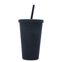 Ensemble de tasses à café en plastique de style américain 3 pièces portables avec tasse Durian avec paille et couvercle pour une utilisation en extérieur pour la rentrée scolaire