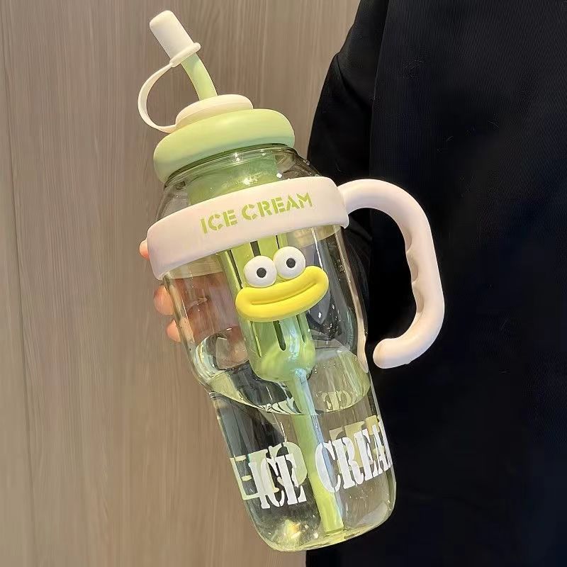 Gobelet porte-bonheur vert-jaune, bouche large, 1300 ml