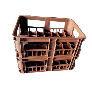 QS Wholesale Suppliers Plastic Storage Stackable Containers Moving Crate Beer Juice Milk Bottle Turnover Basket with Handle