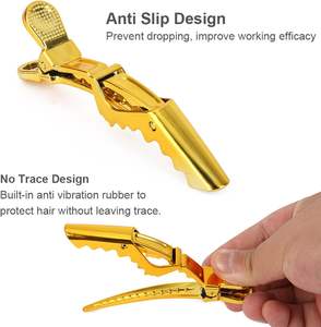 Pinzas para el cabello de cocodrilo de calidad de salón profesional Seccionamiento de estilo multiusos con dientes anchos y diseño de doble bisagra - Product Image 3